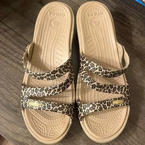 Crocs Leopard Patricia Sandals Like New